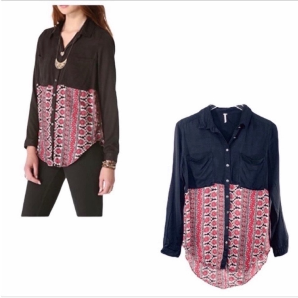 FREE PEOPLE - Welcome to the Jungle button down shirt S - Picture 12 of 12
